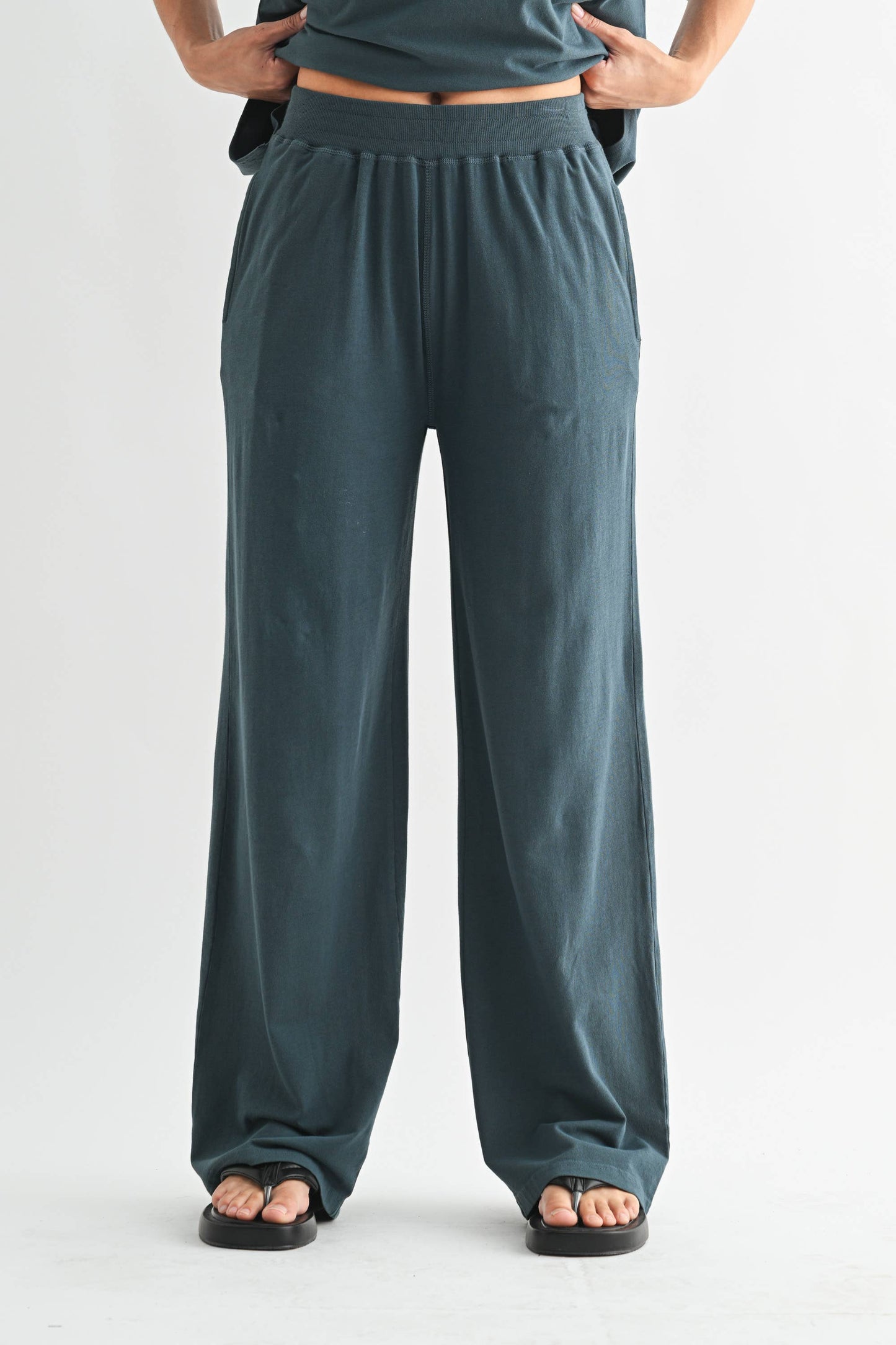 Coastal Drift Pima Cotton Pant Set in Slate Teal — oversized for ultimate comfort-0