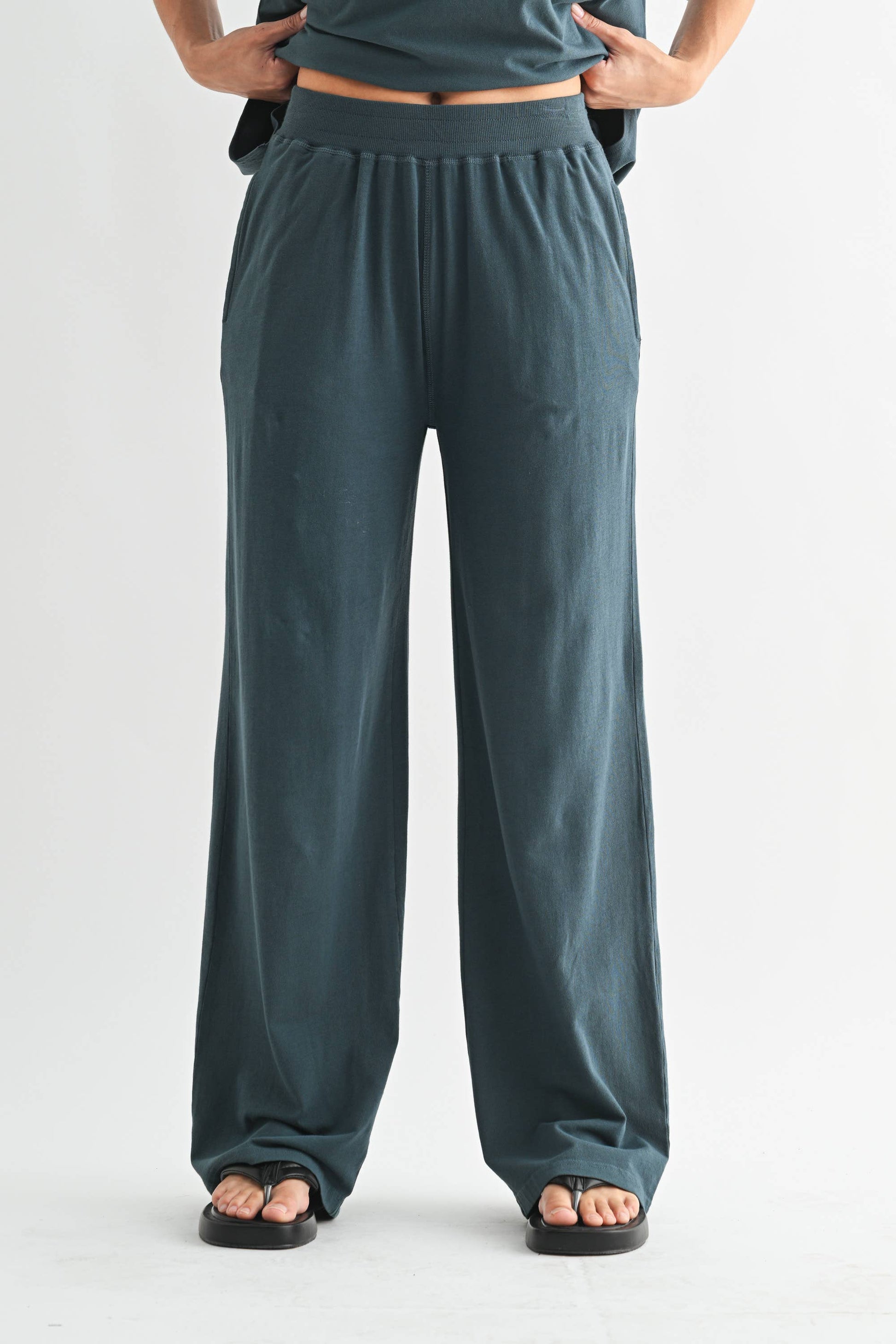 Coastal Drift Pima Cotton Pant Set in Slate Teal — oversized for ultimate comfort-0