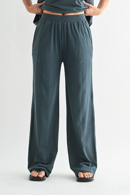Coastal Drift Pima Cotton Pant Set in Slate Teal — oversized for ultimate comfort-0
