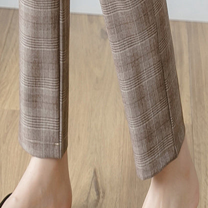 Women's New Spring And Autumn Plaid Casual Pants High Waist