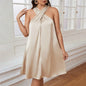 Women's Mid-Length Satin Sling Nightdress