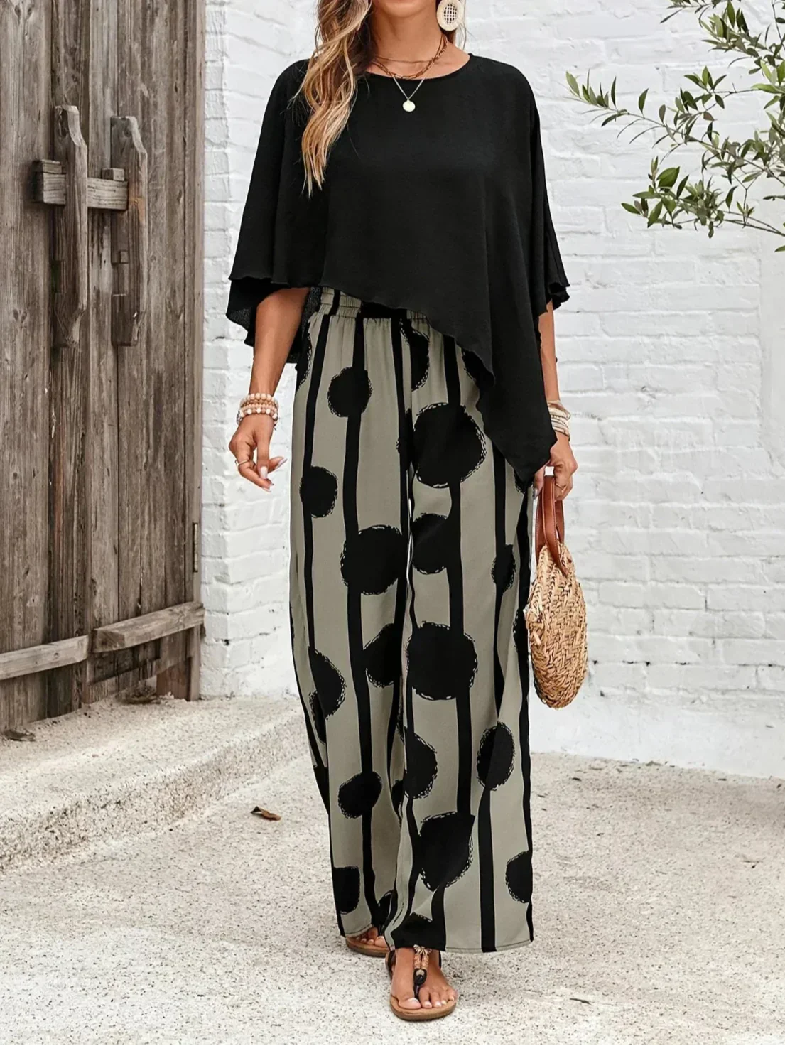 Jill -  Comfortable Elastic Waist Two-Piece Set