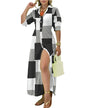 Women's Summer V-Neck Button Shirt Long Sleeve Casual Minimalist Dress