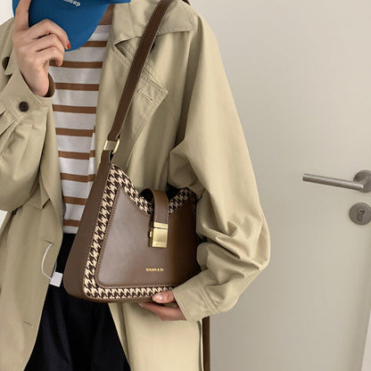 Houndstooth Crossbody Shoulder Bag Under Arm