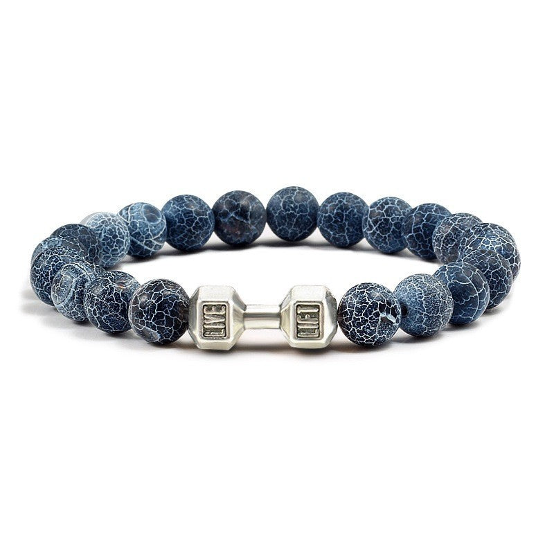 Turquoise Energy Healing Bracelet - Gun Black Barbell Bead Bracelet for Men & Women | Natural Stone Jewelry