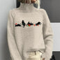 High-neck Christmas Lapel Totem Long-sleeve Sweater