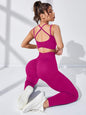 Women’s 2-Piece Fitness Set – Cross-Waist Leggings & Sports Bra Suit (6 Colors)