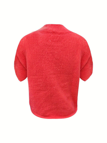 Retro Crew-neck Short-sleeve Sweater Top