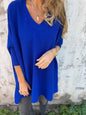 New Autumnwinter Women's Long-sleeve Knitted V-neck Loose-fitting Long Top