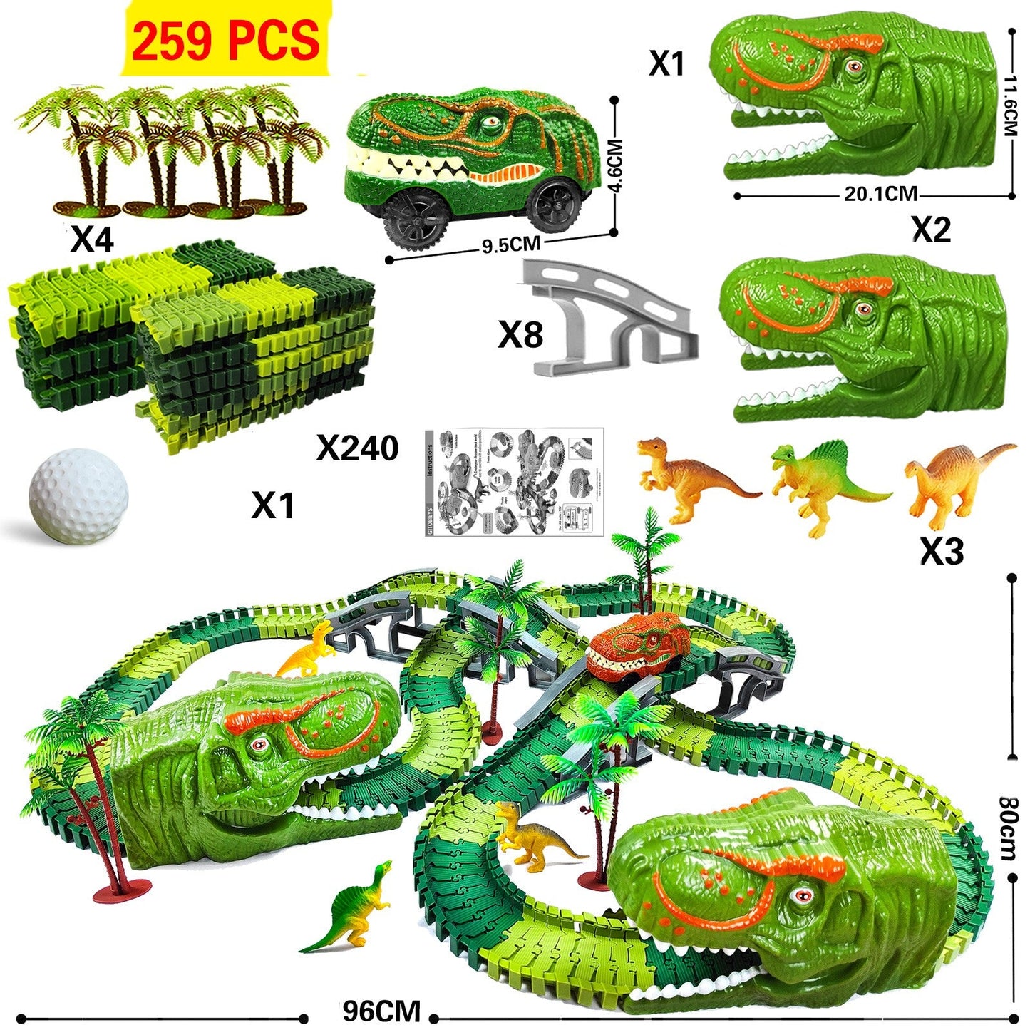 Children's Rail Car Toy Electric Dinosaur