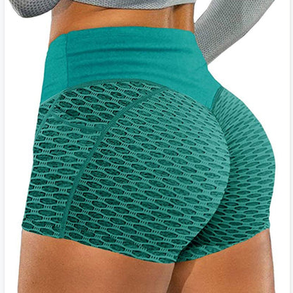 Large honeycomb yoga shorts for women, sport jacquard three quarter pants, honeycomb pocket fitness yoga shorts