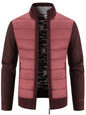 Men's Plus Size Quilted Knit Bomber Jacket with Stand Collar