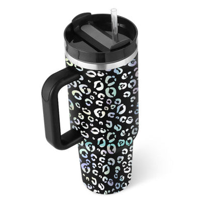 40 Oz Tumbler With Handle Straw Insulated, Stainless Steel Spill Proof Vacuum Coffee Cup Tumbler With Lid Tapered Mug Gifts For Valentine Lover Suitable For Car Gym Office Travel