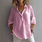 Fashion Long-sleeved Lapel Pullover Shirt Casual Loose Solid Color T-shirt Tops Women's Clothing