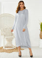 Lace-up Crew Neck Loose Long Dress