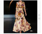 Summer V-neck Split Short-sleeved Dress Fashion Flower Print A-line Long Dresses Party Club Beach Clothing For Women