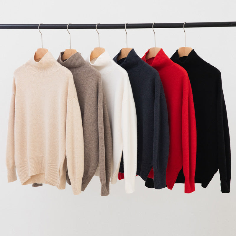 Women's High-neck Pure Wool Sweater Extra-thick Cashmere