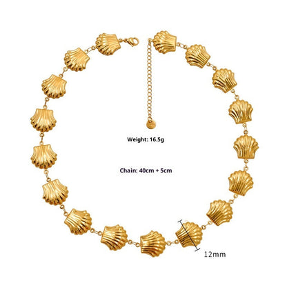 Shell Charm Titanium Steel Bracelet - Gold Plated Beach Jewelry for Women
