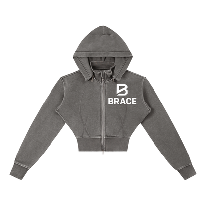 Cropped Fleece Hoodie - Vintage Washed Gym Hoodie | BRACE
