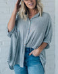 Women's Striped Fashionable Loose-fit Three-quarter-sleeve Shirt