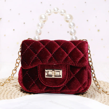 Gold Velvet Mini Pearl Tote