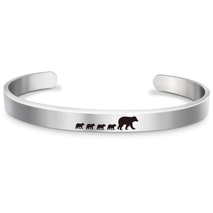 Stainless Steel Mama Bear Bracelet Mother's Day Gift