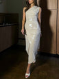 One Shoulder Pleated Bodycon Dress