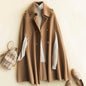 Hepburn Style Reversible Cashmere Coat Women's Mid-length British Classic Style Cape Woolen Coat