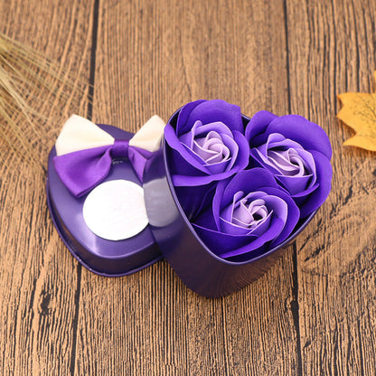 Soap Flower Gift Box Valentine's Day Gift Mother's Day Creative Gifts Bear Flower Rose Heart Shaped Tin Box