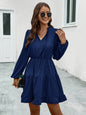 2024 FallWinter New Women's V-neck Lace-up Long-sleeve Dress