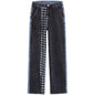 Street Wash Distressed Print Detachable Jeans Women Loose Slim Fit Draped Wide-leg Pants