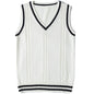 Women's Waistcoat V-neck Striped Stitching Casual Knitted Sweater