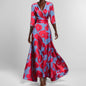 Fashion Print Half-sleeve V-neck Dress Temperament Slim Tight Waist Dresses For Women