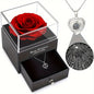 Eternal Red Rose & 'I Love You' Necklace - Perfect Gift for Her on Valentine's, Mother's Day, Anniversary, Birthday | Acrylic Flower in Display Box