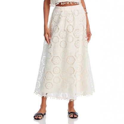 Literary Trends White Sleeveless Short Top Skirt Women's Suit