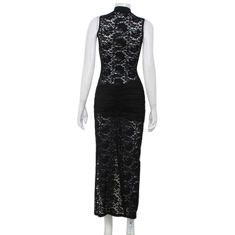 Chic Lace Cut-Out Evening Dress