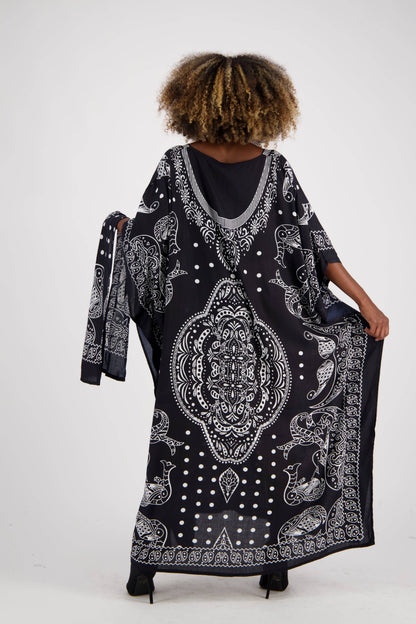 Geometric Print Kaftan KAF-1040: Assorted / One Size Fits Most