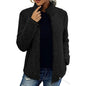 Fall Winter Warm Sweatshirt Stand Collar Solid Color Top Sweater Women's Casual Fashion Long Sleeve Zipper Bubble Velvet Coat Tops