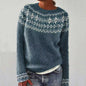 Women's Round-neck Color-block Loose Sweater