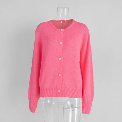 Macaron Color Sweater Cardigan For Women