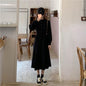 Retro Aloofness Style Mid-length Waist Fungus Long Sleeve Dress