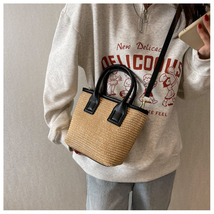 Women's Straw Woven High-grade Portable Bucket Bag