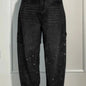 Ins Shiny Straight Jeans With Pockets Fashion Loose Wide-leg Pants For Women Street-style Trousers