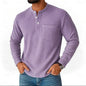 Long Sleeve Henley Shirt Long Sleeve Collar Button Men's Casual Jacket