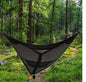 Multi-Person Hammock Three Point Design Portable Hammock Multi-functional Triangle Aerial Mat in a forest setting.