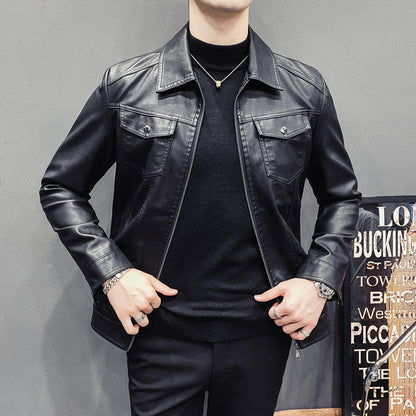 Men's Premium Quilted Leather Jacket - Fall Winter Casual Outerwear