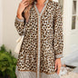 Women's Casual Loose V-neck Leopard-print Long-sleeve Dress
