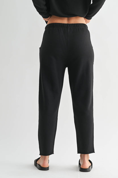 Coastal Luxe Cotton Relaxed Fit Lounge Trousers – Black-1