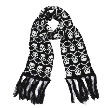 Thickened Thermal Knitted Scarf With Skull Design