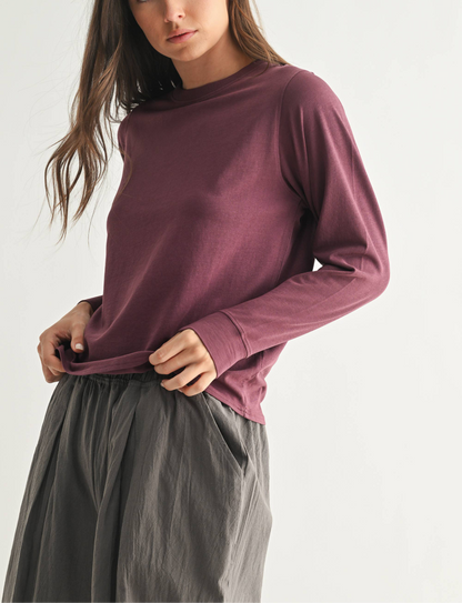 Vintage Plum Pima Cotton Relaxed Long Sleeve-2